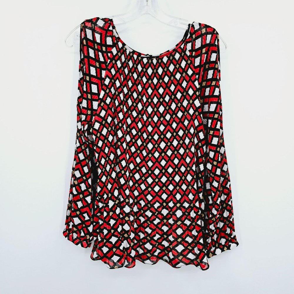 Chicos Top Geometric Patterned Cold Shoulder 1 M … - image 4